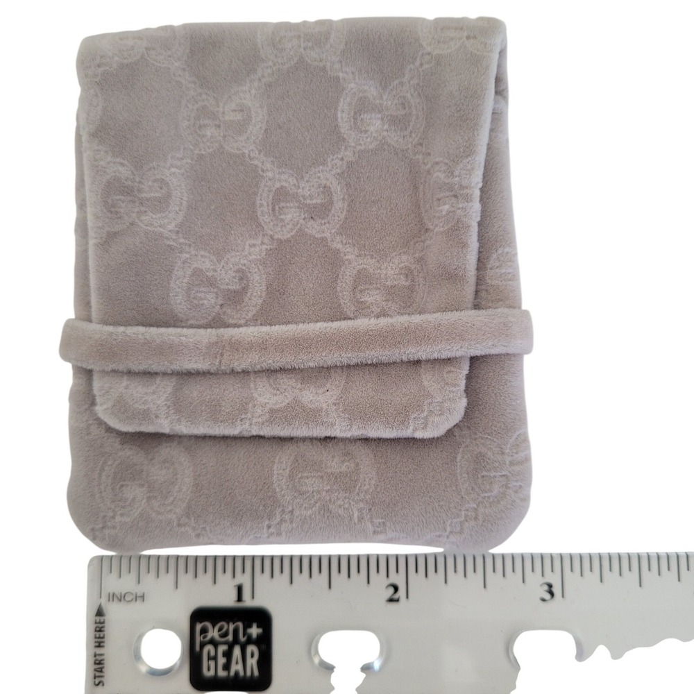 Gucci Grey Velvet GG Monogram Jewelry Pouch Mini Small Dust Bag Case